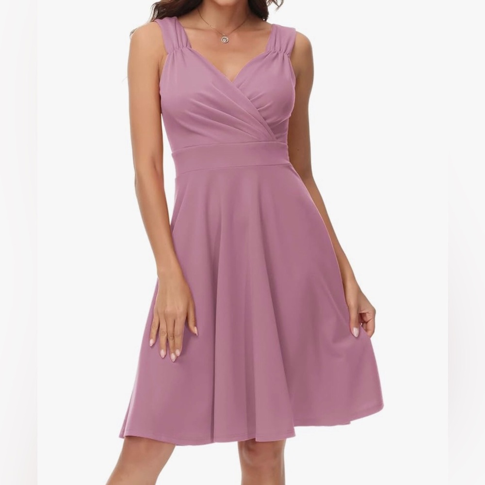 Grace Karin pink mauve sleeveless knee length A-Line flare Dress size XL